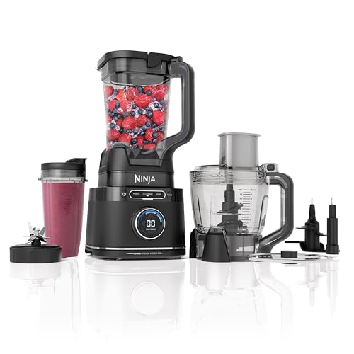 Ninja TB401 Detect Kitchen System Power Blender + Processor Pro, BlendSense Technology, Blender, Chopping & Smoothies, 1800 Peak Watts, 72 oz. Pitcher, 64 oz. Food Processor, 24 oz. To-Go Cup, Black