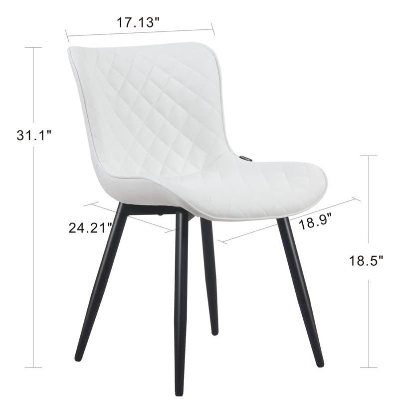 Kidol & Shellder White Dining Chairs Kitchen Dining Room Chairs Set of 2 Modern Faux Leather Upholstered Living Room Chairs,3 Mins Quick Assembly