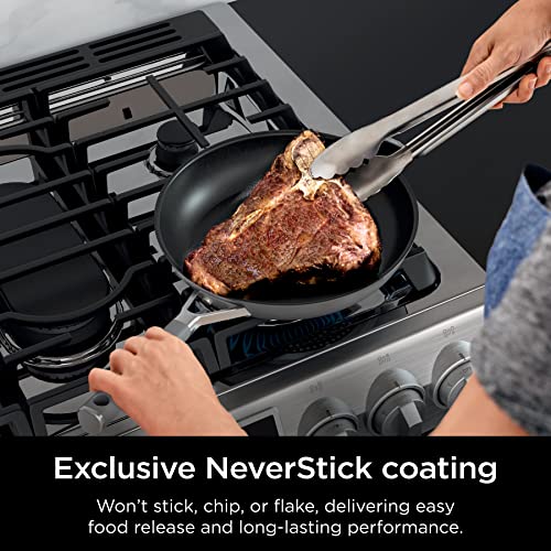 Ninja CW69010 NeverStick Comfort Grip 10-Piece Cookware Set, Nonstick, Durable, Scratch Resistant, Dishwasher Safe, Oven Safe to 400°F, Silicone Handles, Grey