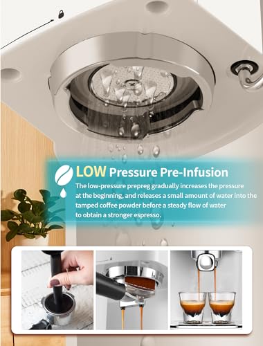 Gevi 20 Bar High Pressure Commercial Espresso Machines, Expresso Coffee Machine with Milk Frother for Espresso, Latte Macchiato, Cuppuccino,1.2L Water Tank, 1350W