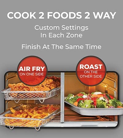 Emeril Lagasse Everyday French Door 360 Air Fryer, 25-QT Capacity, Dual Temperture Zone cooks 2 different ways, Stainless Steel