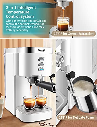 Gevi 20 Bar High Pressure Commercial Espresso Machines, Expresso Coffee Machine with Milk Frother for Espresso, Latte Macchiato, Cuppuccino,1.2L Water Tank, 1350W