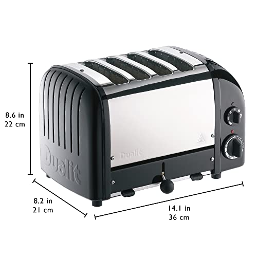Dualit Classic 4 Slice NewGen Matt Black Toaster - Hand Built in the UK – Replaceable ProHeat Elements - Heat 1/2/3/4 Toast Slices, Defrost Bread, Mechanical Timer - For Toast, Bagels & More