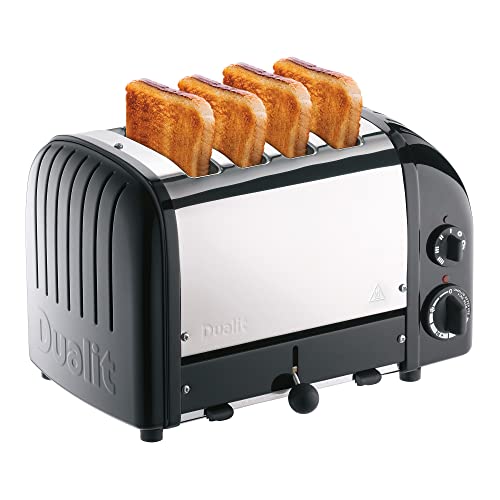 Dualit Classic 4 Slice NewGen Matt Black Toaster - Hand Built in the UK – Replaceable ProHeat Elements - Heat 1/2/3/4 Toast Slices, Defrost Bread, Mechanical Timer - For Toast, Bagels & More