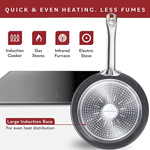 Home Hero Pots and Pans Set Non Stick - 23 Pcs All-In-One Induction Granite Cookware Set + Bakeware Set - Non Toxic, PFOA Free, Oven Safe Pot and Pan Set - (23 Pcs Set - Granite Cookware)