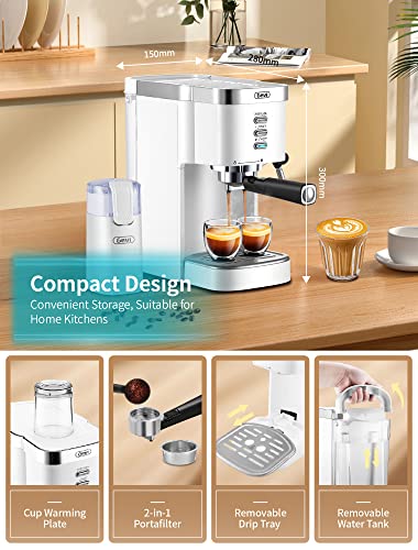 Gevi 20 Bar High Pressure Commercial Espresso Machines, Expresso Coffee Machine with Milk Frother for Espresso, Latte Macchiato, Cuppuccino,1.2L Water Tank, 1350W