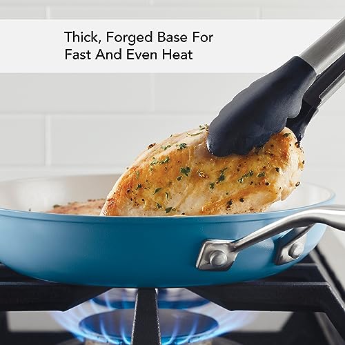 KitchenAid Hard Anodized Ceramic Nonstick Cookware Pots and Pans Set, 9 Piece, Blue Velvet