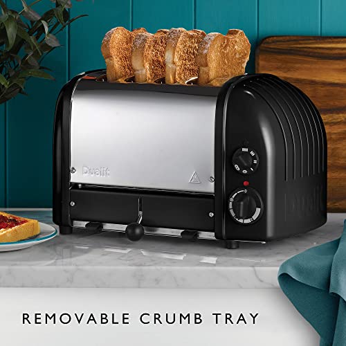 Dualit Classic 4 Slice NewGen Matt Black Toaster - Hand Built in the UK – Replaceable ProHeat Elements - Heat 1/2/3/4 Toast Slices, Defrost Bread, Mechanical Timer - For Toast, Bagels & More